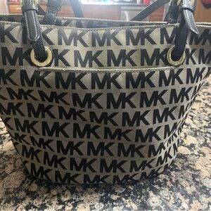 Michael Kors Monogram Black and Tan Tote